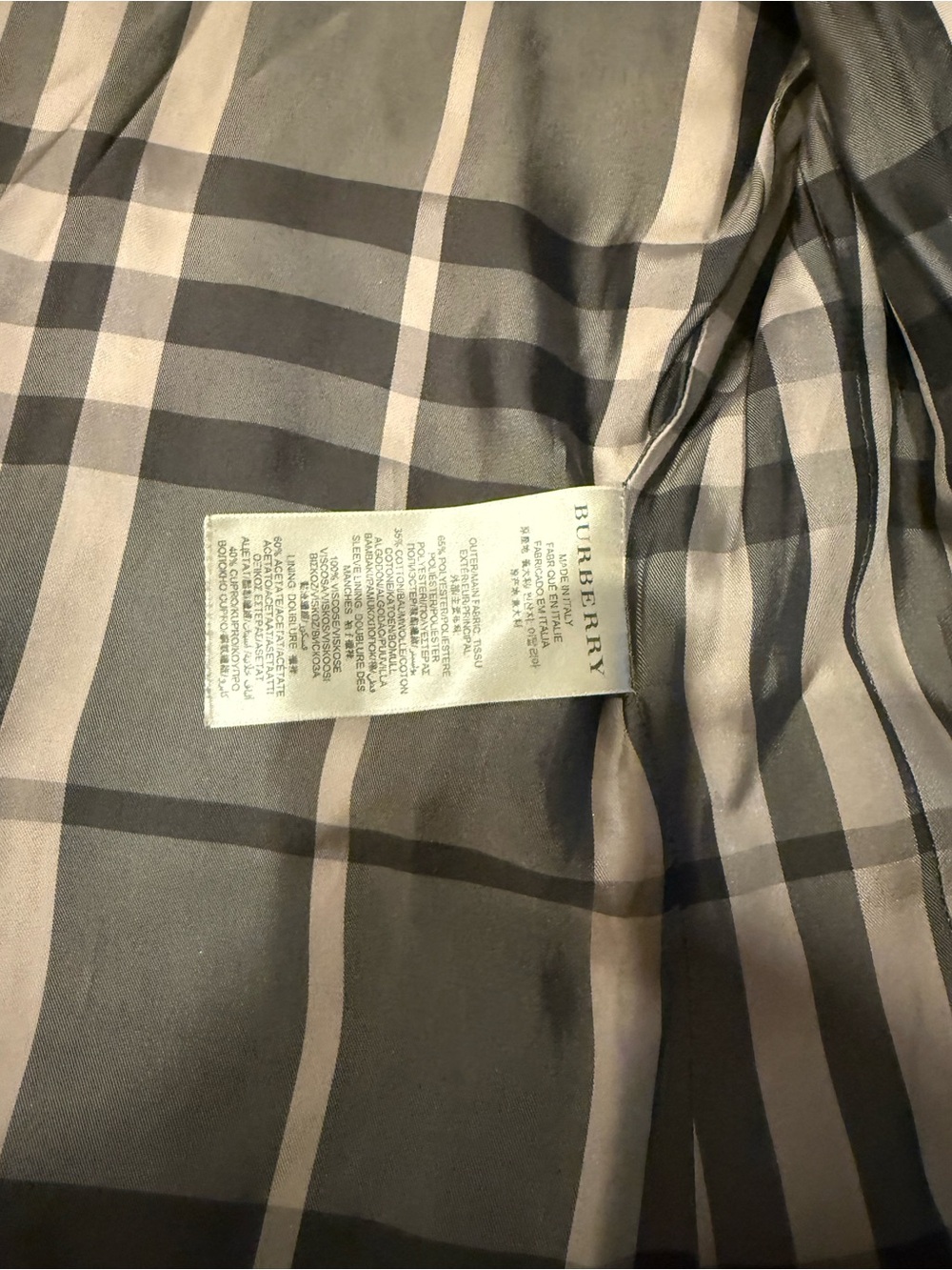 Burberry London Made in Italy Trench Coat Beige Charcoal Mega Check US2 XS - Picture 7 of 8